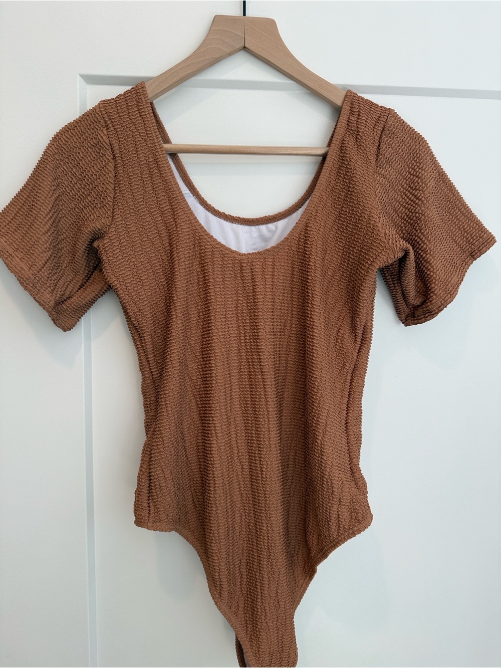SHEIN Rust Textured Scoop One-Piece Swimsuit - Picture 2 of 4